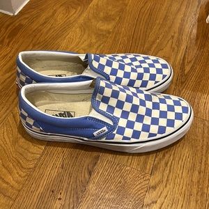 Checkers vans powder blue and white sz 8 in men, 9.5 in women